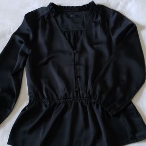 J Crew Black Satin Blouse